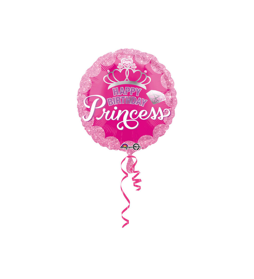 Balón růžový - Happy birthday princess