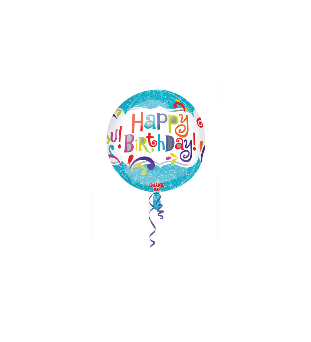 Happy Bday - modrý balón