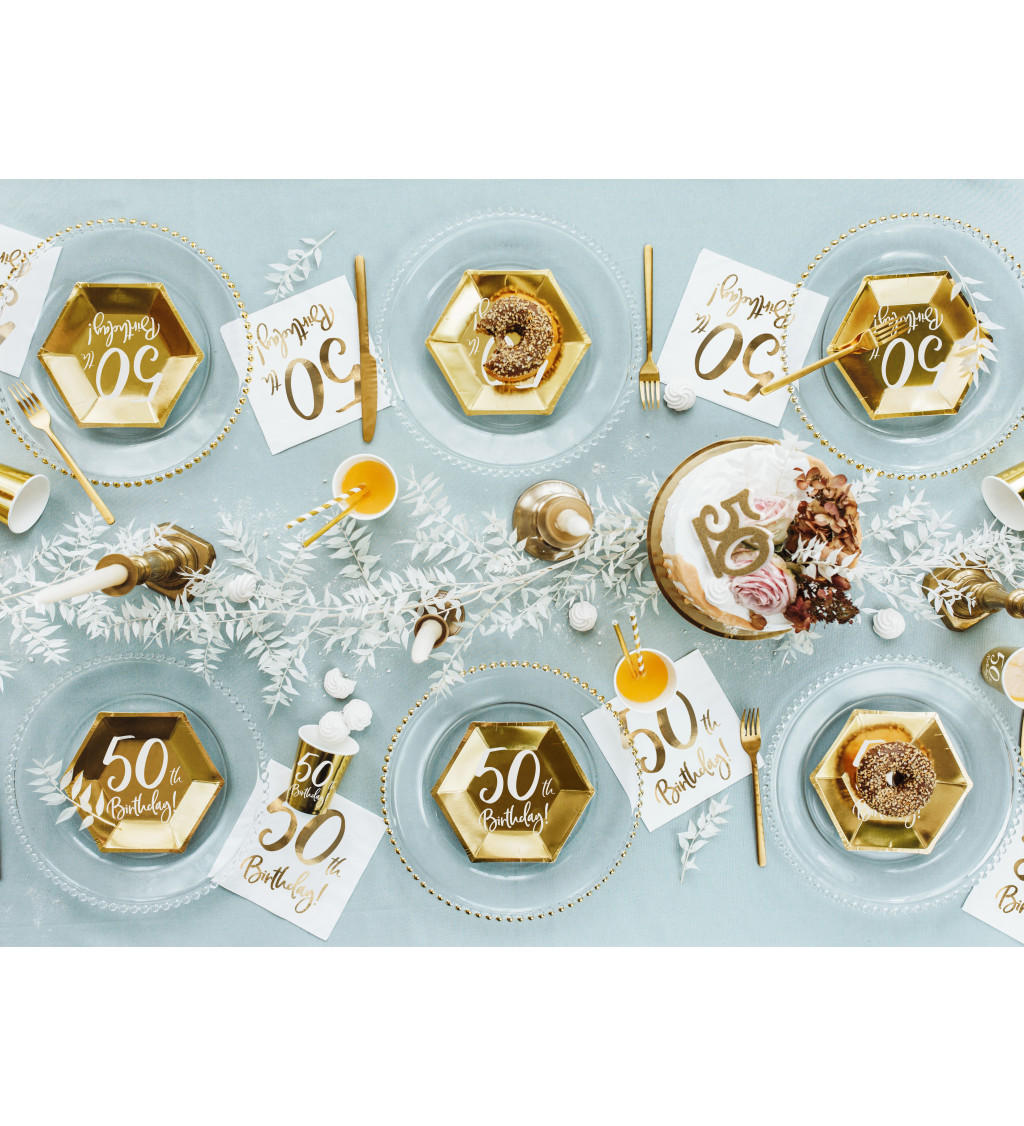 Zlaté papírové talířky - padesáté narozeniny