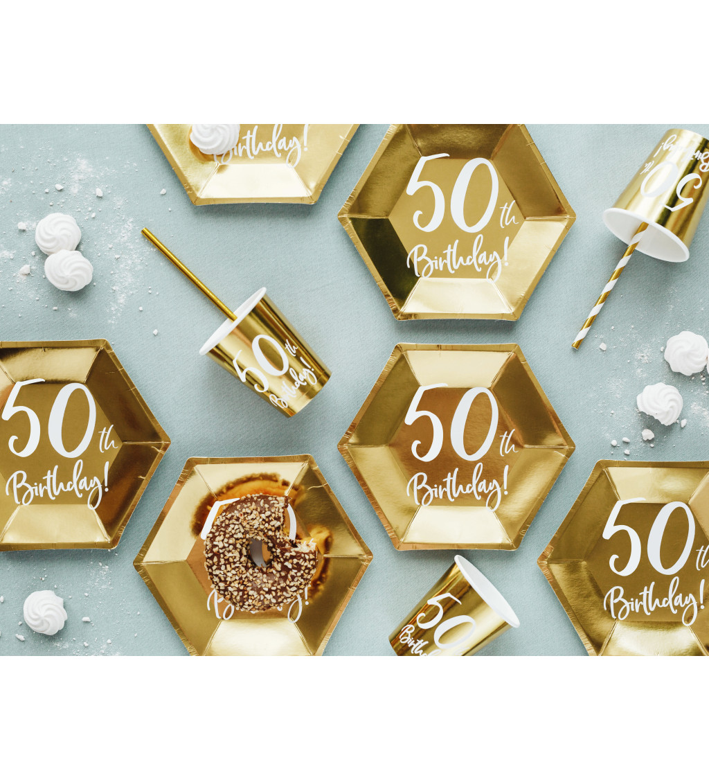 Zlaté papírové talířky - padesáté narozeniny