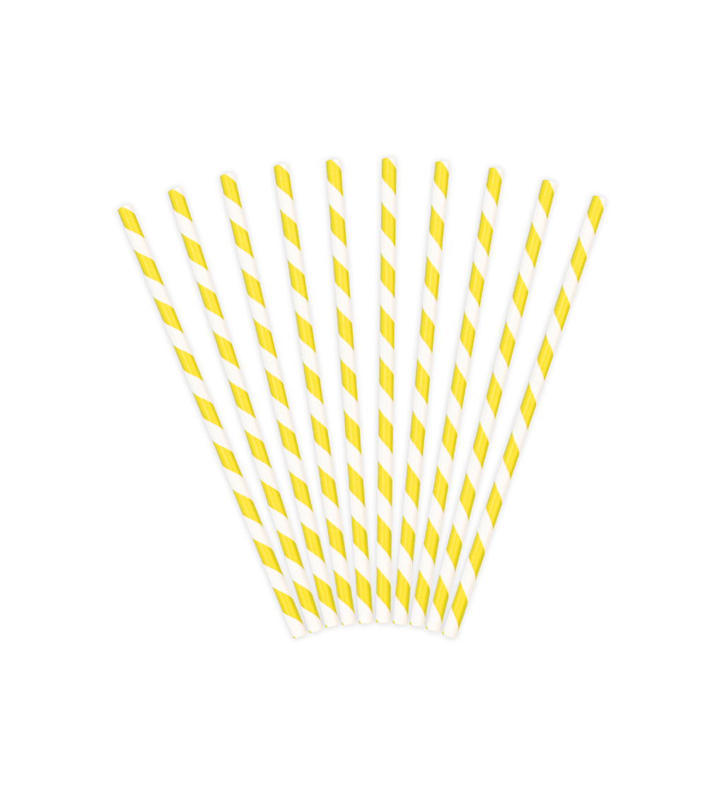 Papírová brčka - žluté pruhy