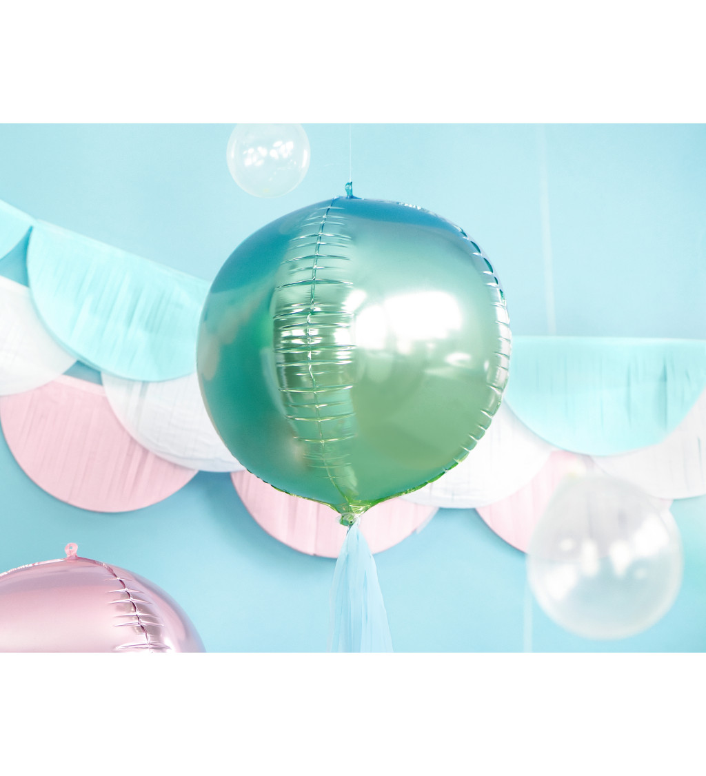 Zelenomodrý ombre fóliový balónek