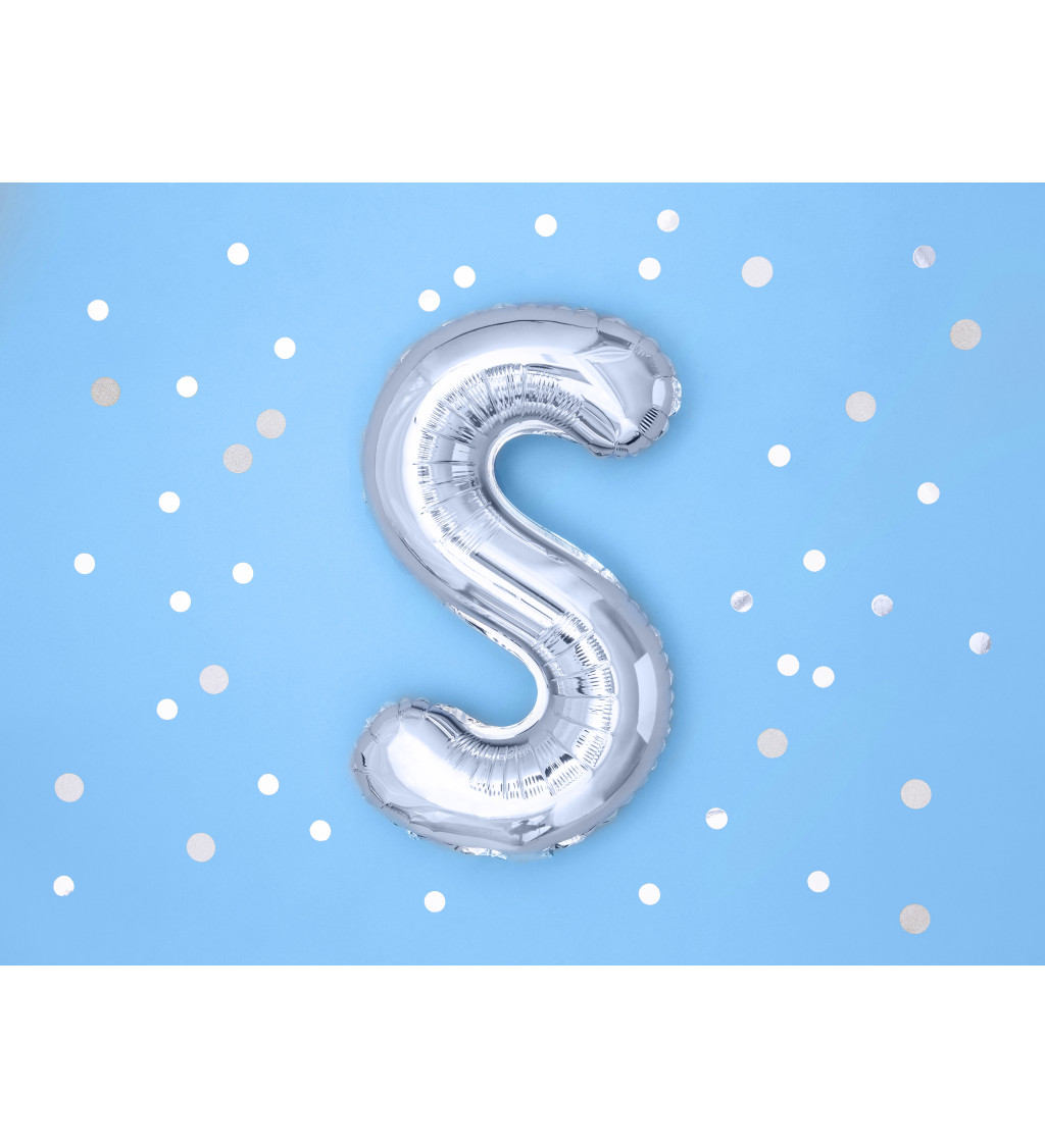 Stříbrný fóliový balónek - písmeno S