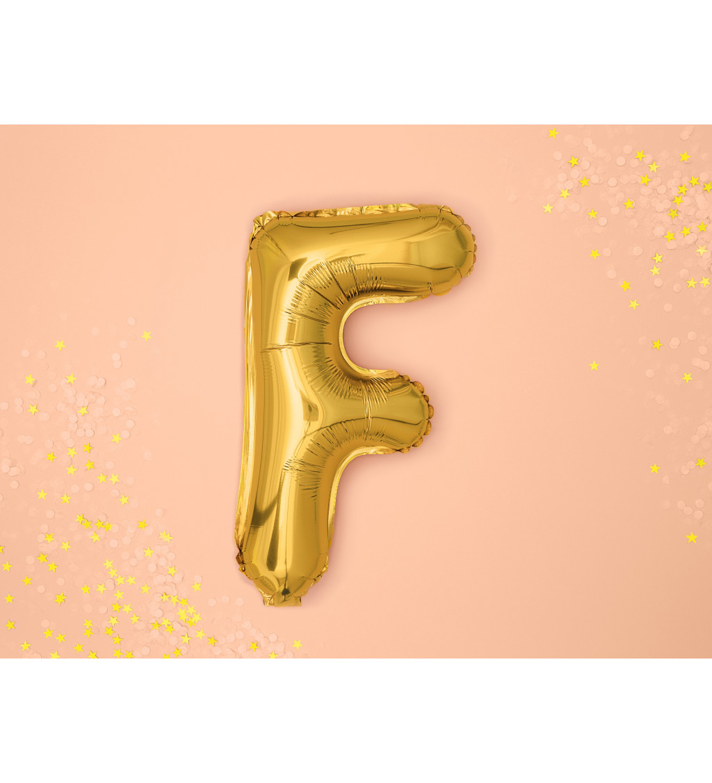 Zlatý fóliový balónek - písmeno F