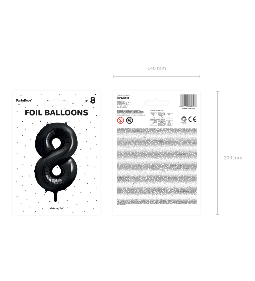 Foliový balonek 8 - černý