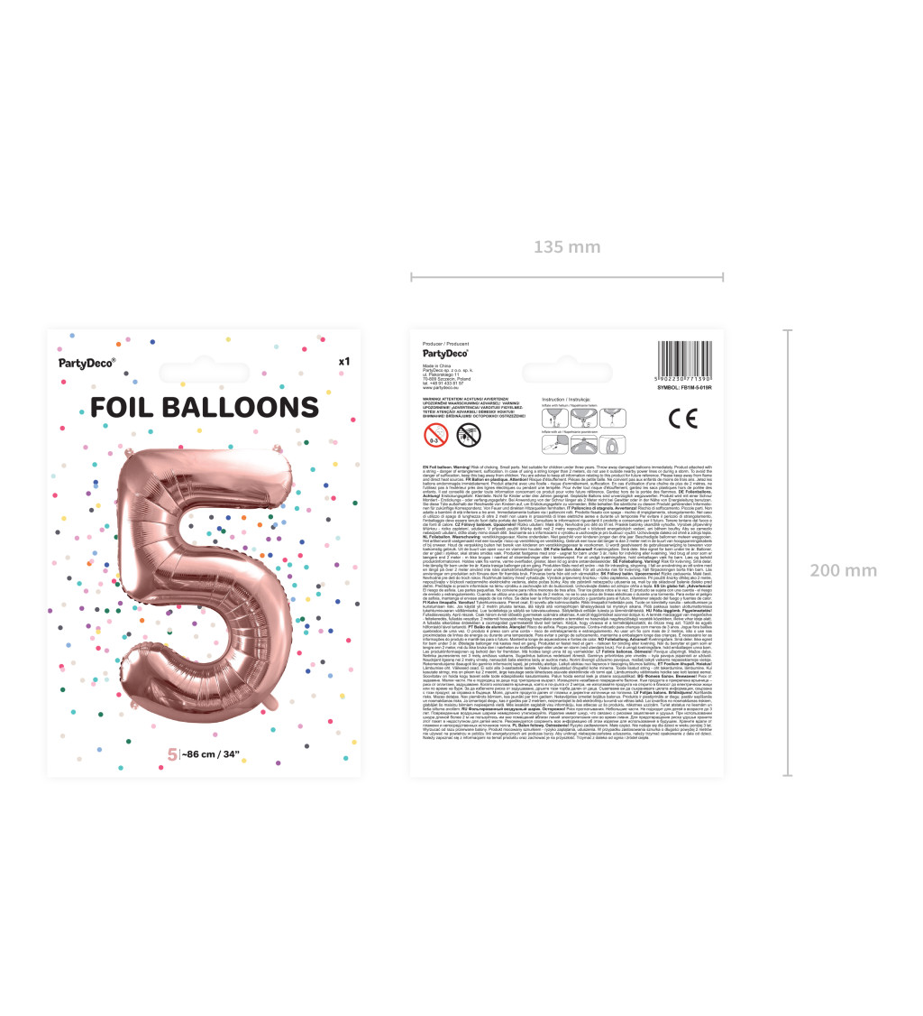 Fóliový balónek 5 - rosegold