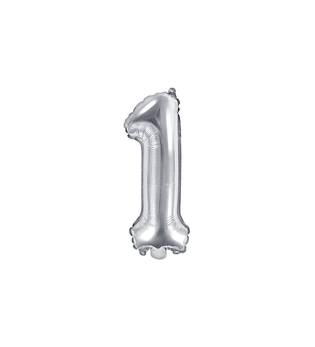 Stříbrný fóliový balónek - číslo 1