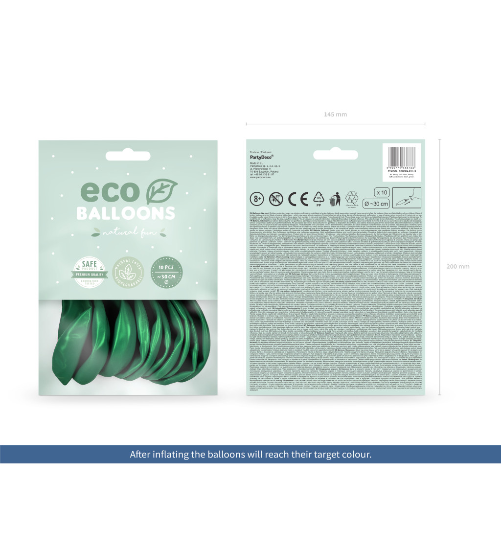 ECO balónky  pastelové - zelené - 10 ks