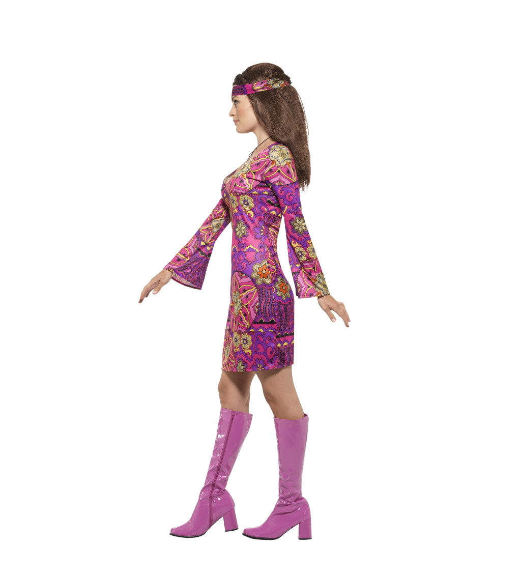 Růžovo-fialové hippie šaty