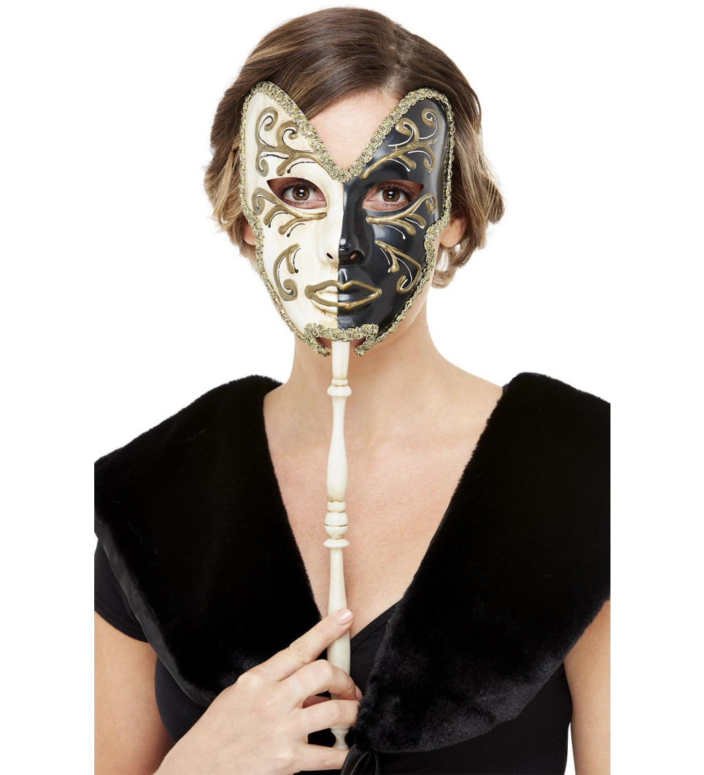 Černo-krémová benátská maska