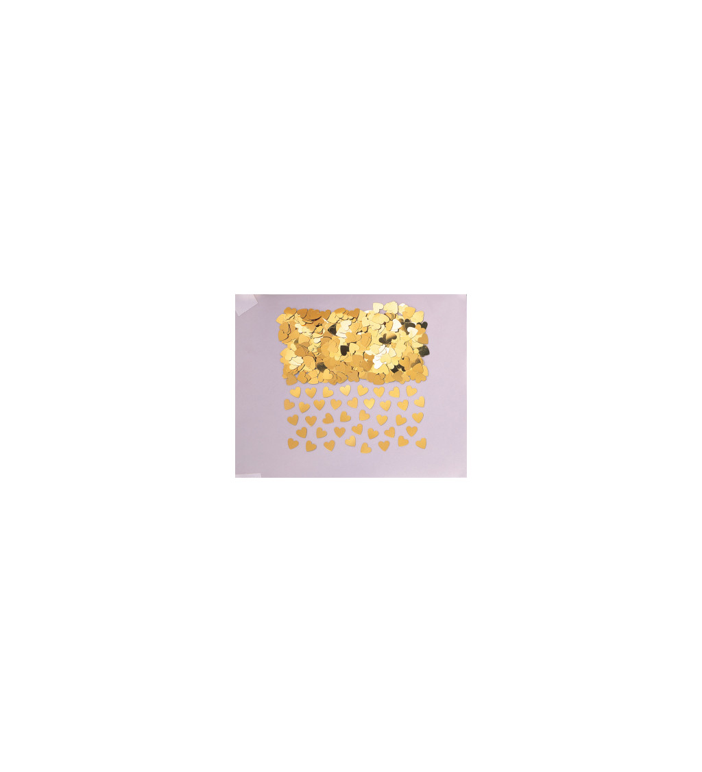 Fóliové zlaté konfety ve tvaru srdcí
