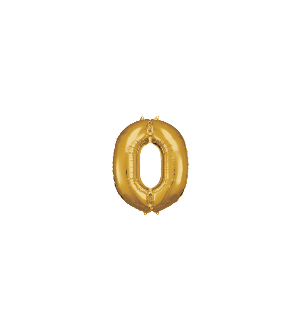 Velký zlatý fóliový balónek - číslo 0