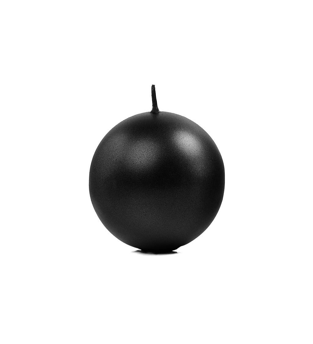 Černá svíčka ve tvaru koule - 8 cm