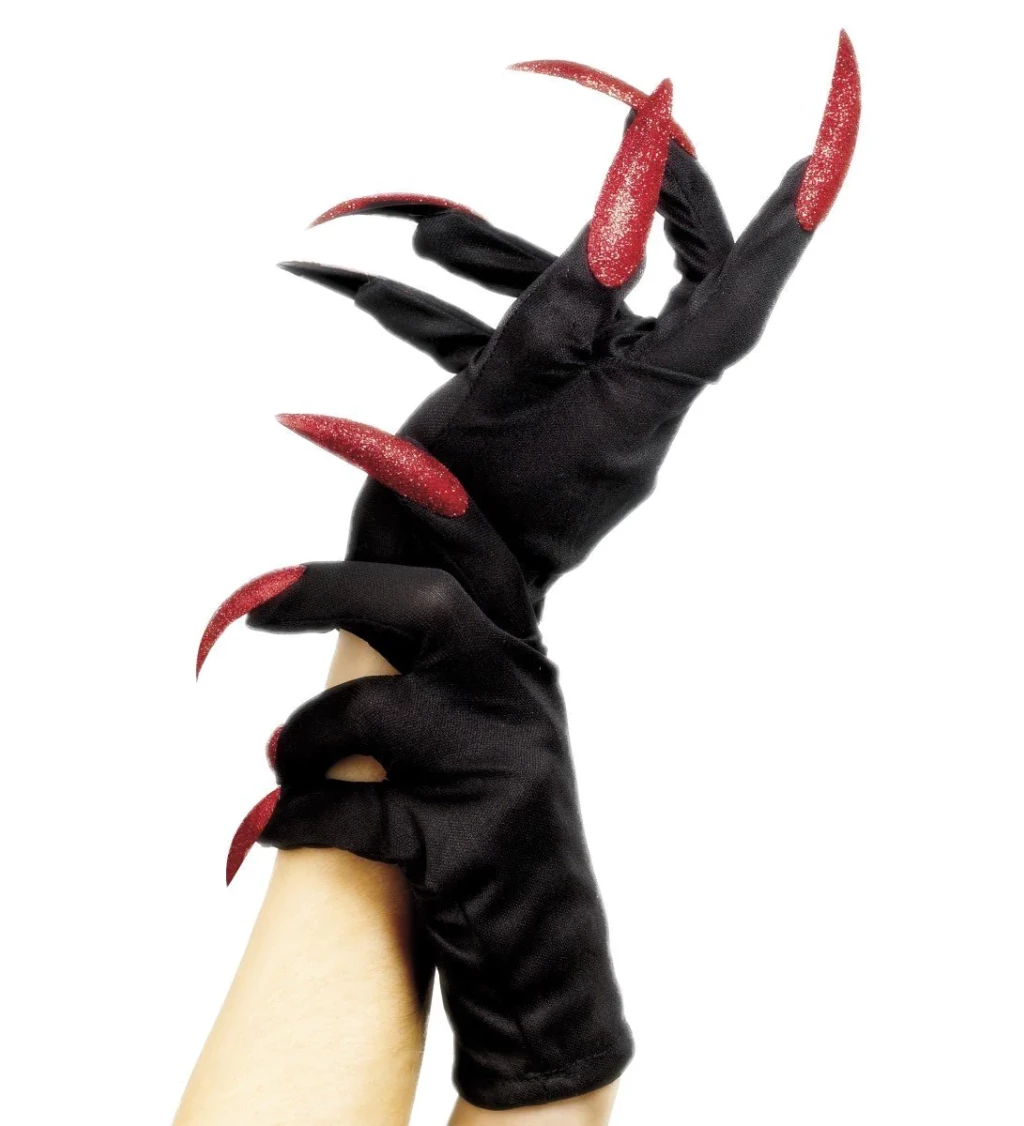 Hororové rukavice - rudé nehty