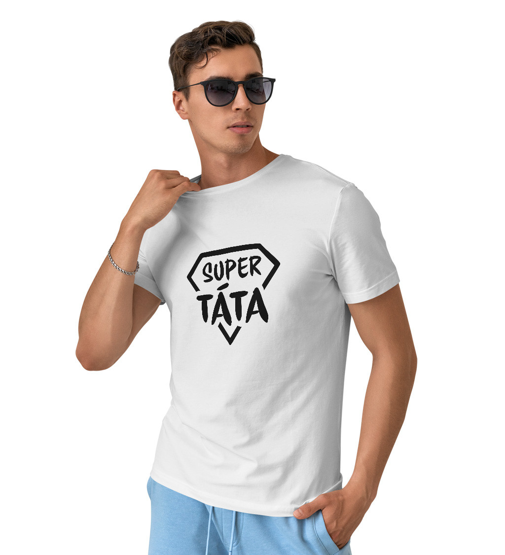 Pánské tričko bílé - Super táta