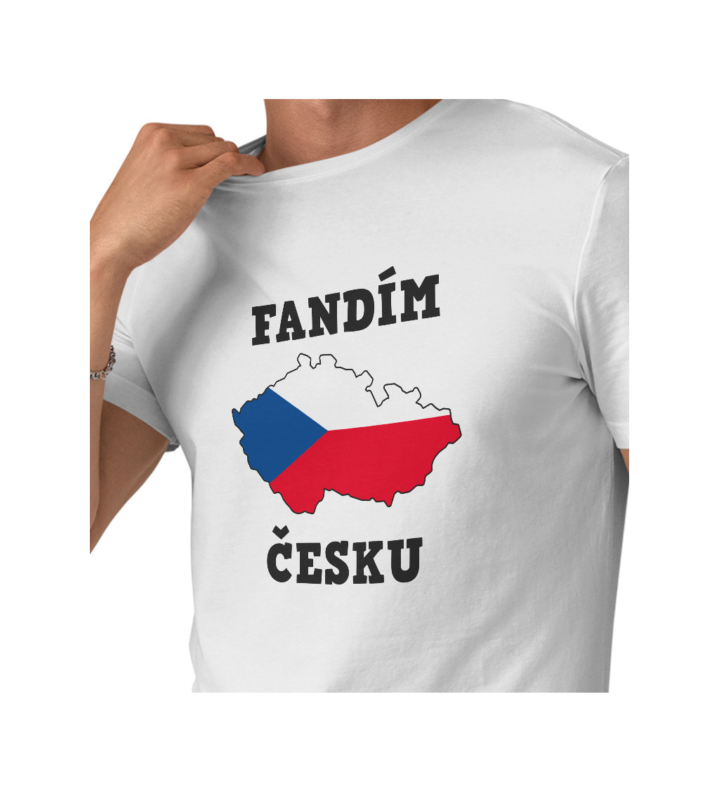 Pánské tričko bílé - Fandím česku