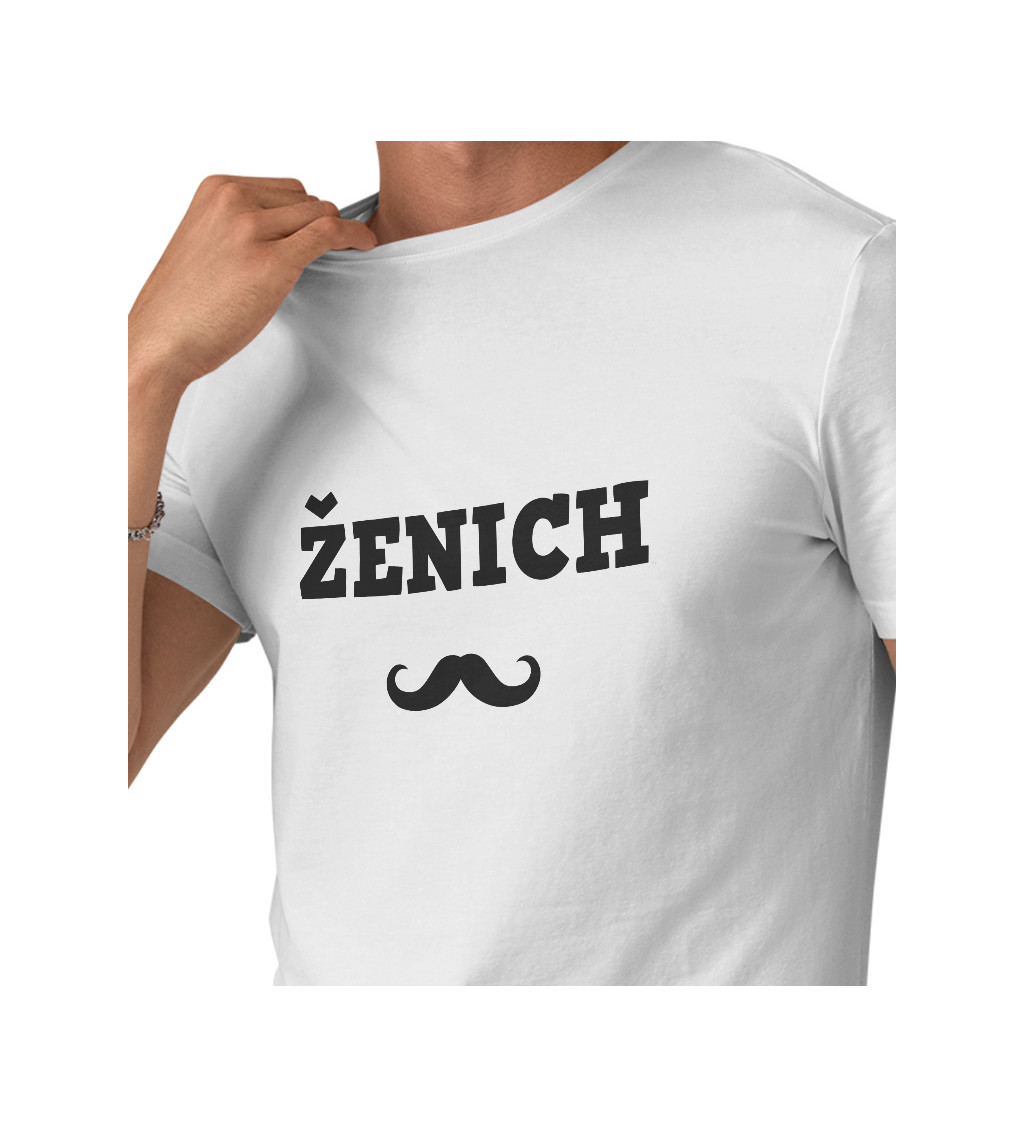 Bílé pánské tričko Ženich - knírek