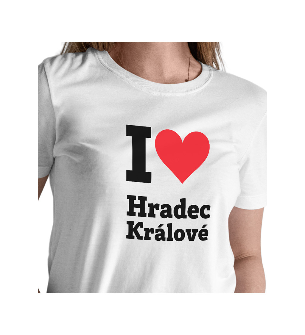 Dámské bílé tričko I love Hradec Králové