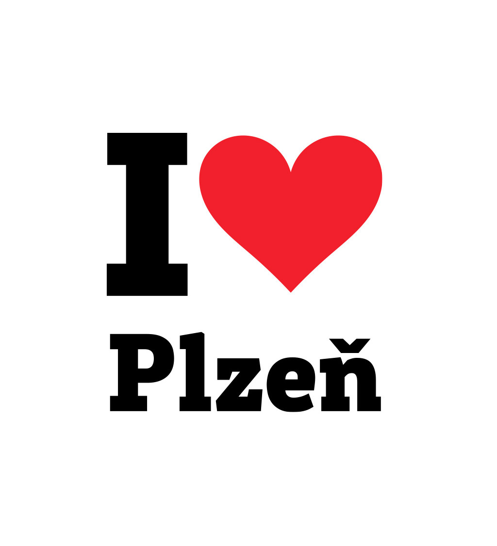 Dámské bílé tričko I love Plzeň