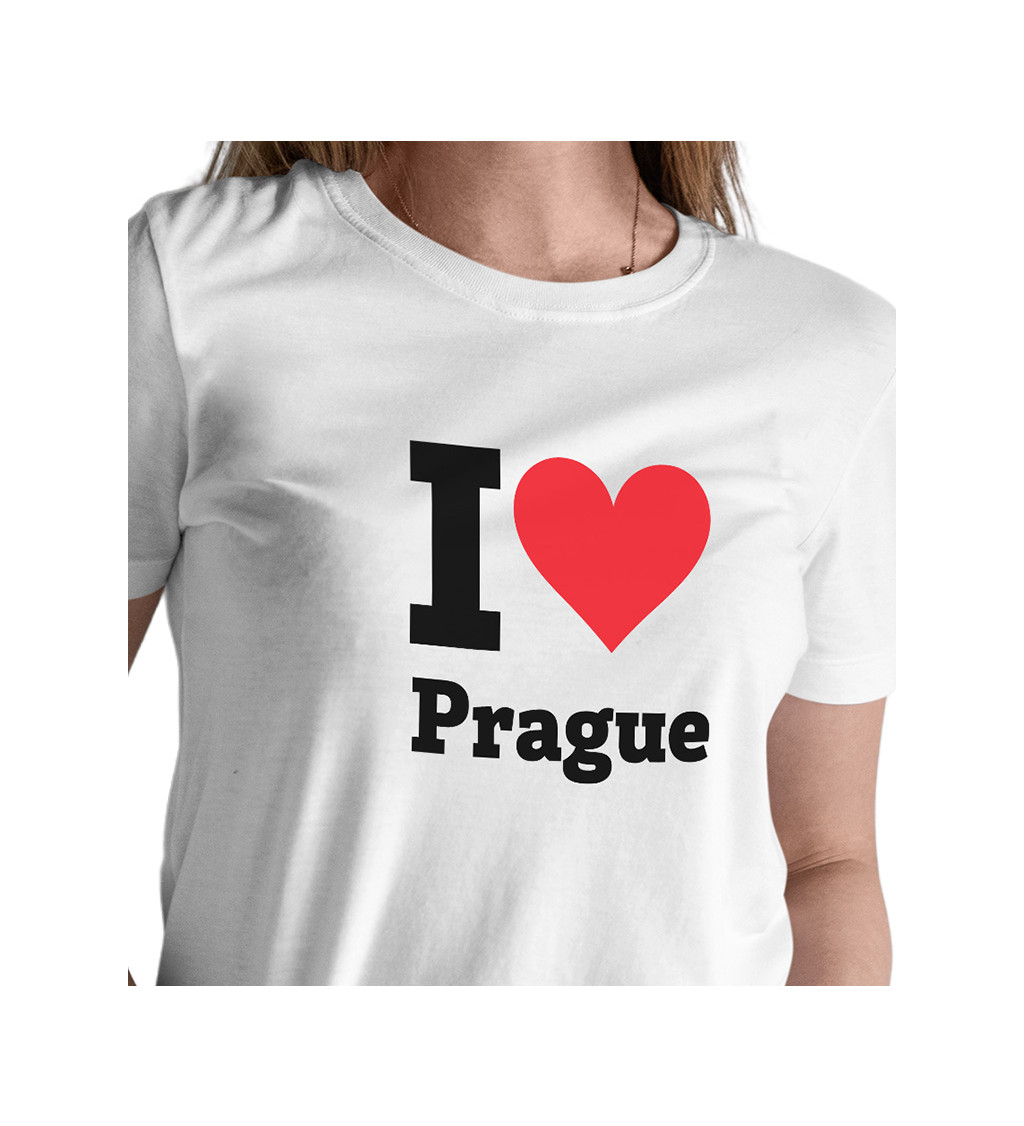 Dámské bílé tričko I love Prague