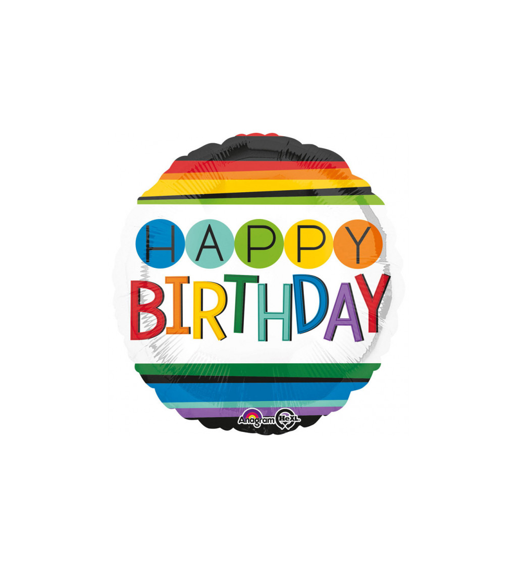 Fóliový balónek Happy Birthday barevný