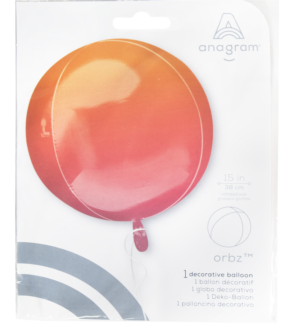 Fóliový balónik Ombre- oranžovo červený