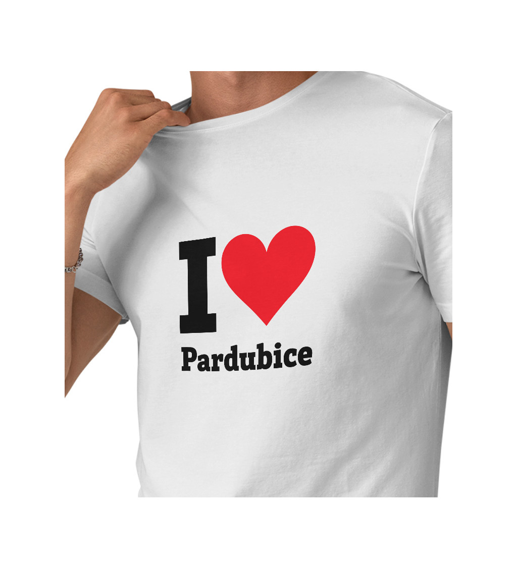 Pánské triko bílé - I love Pardubice
