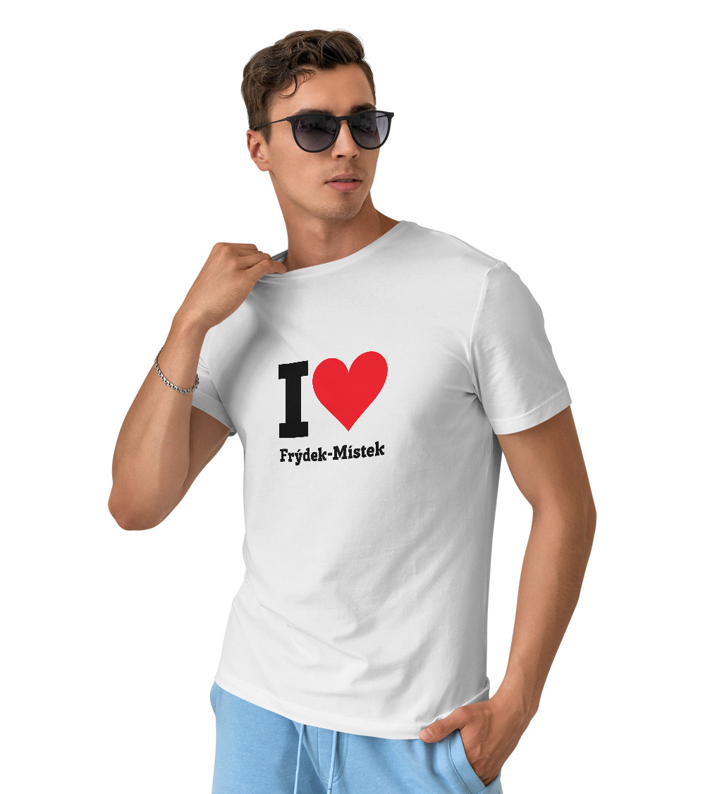 Pánské triko bílé - I love Frýdek-Místek
