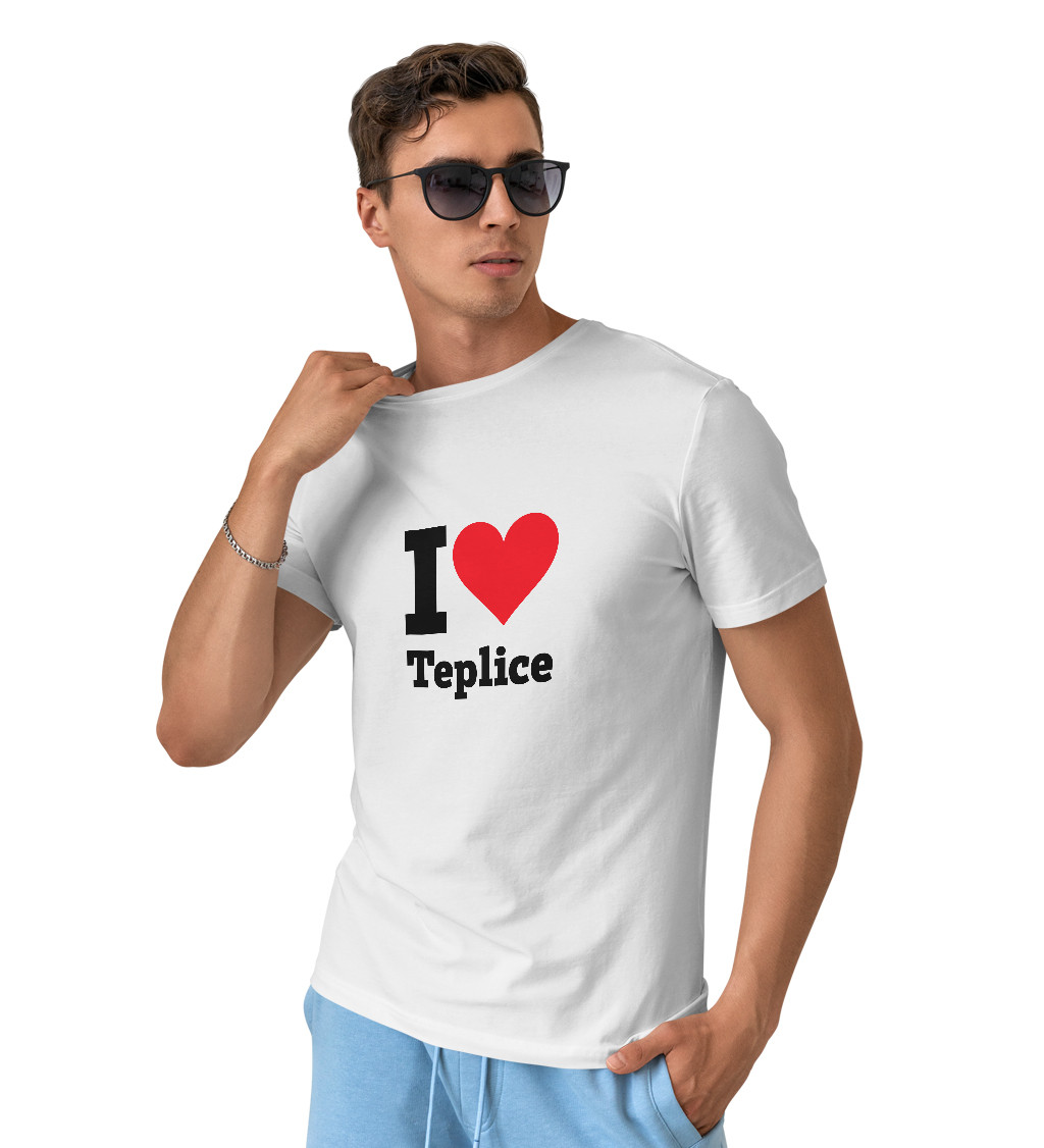 Pánské triko bílé - I love Teplice