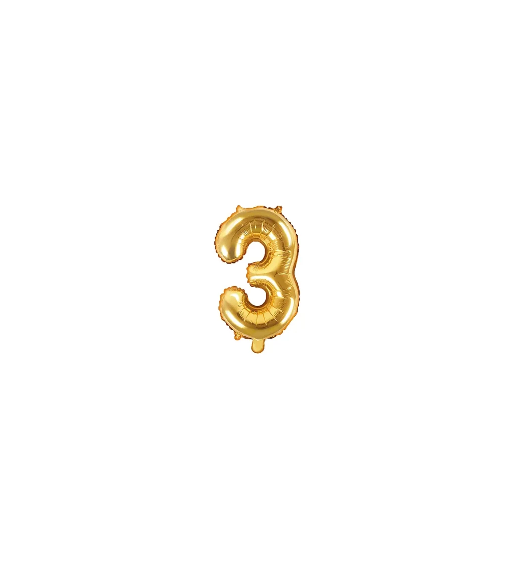 Balón číslice 3 - zlatý