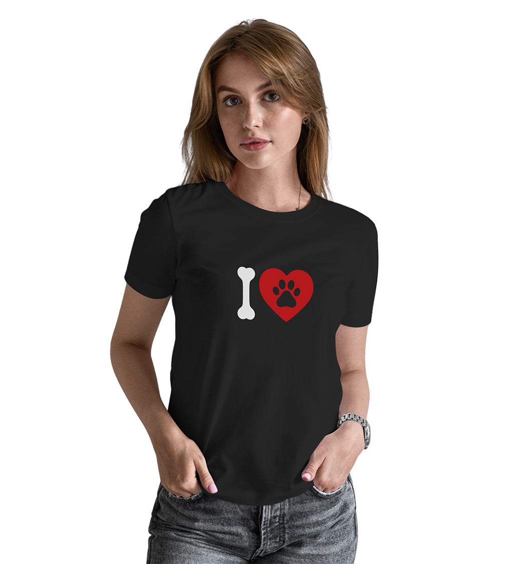 Dámské černé tričko – I love packa