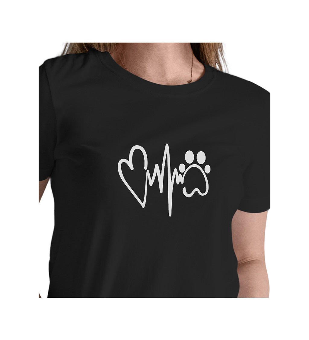 Dámské černé tričko – Tep psí tlapka