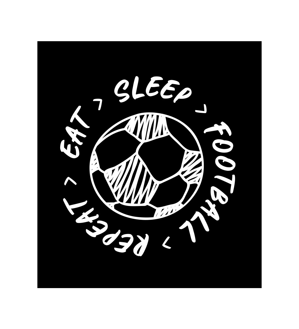Černé pánské tričko – Eat sleep football repeat