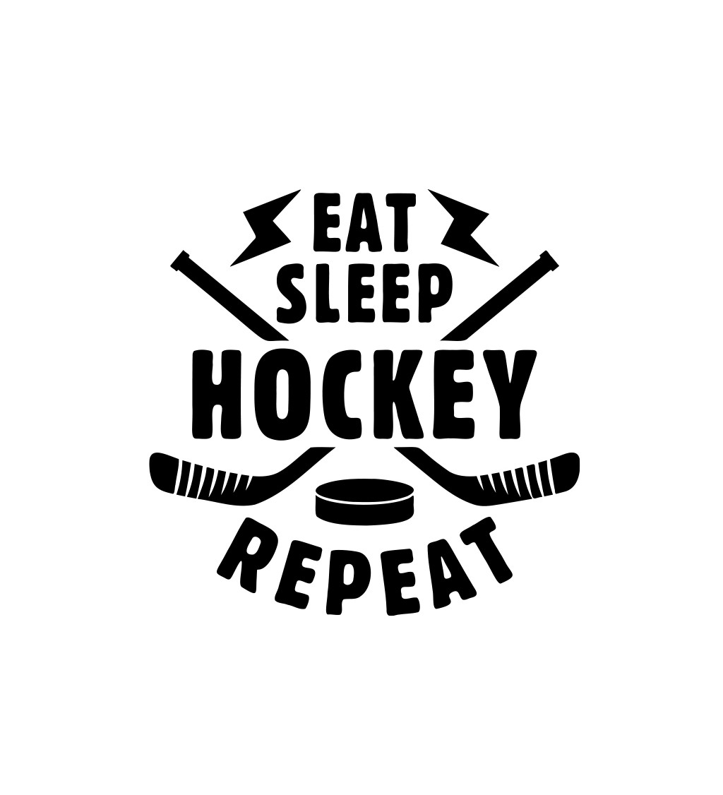 Bílé pánské tričko – Eat sleep hockey repeat