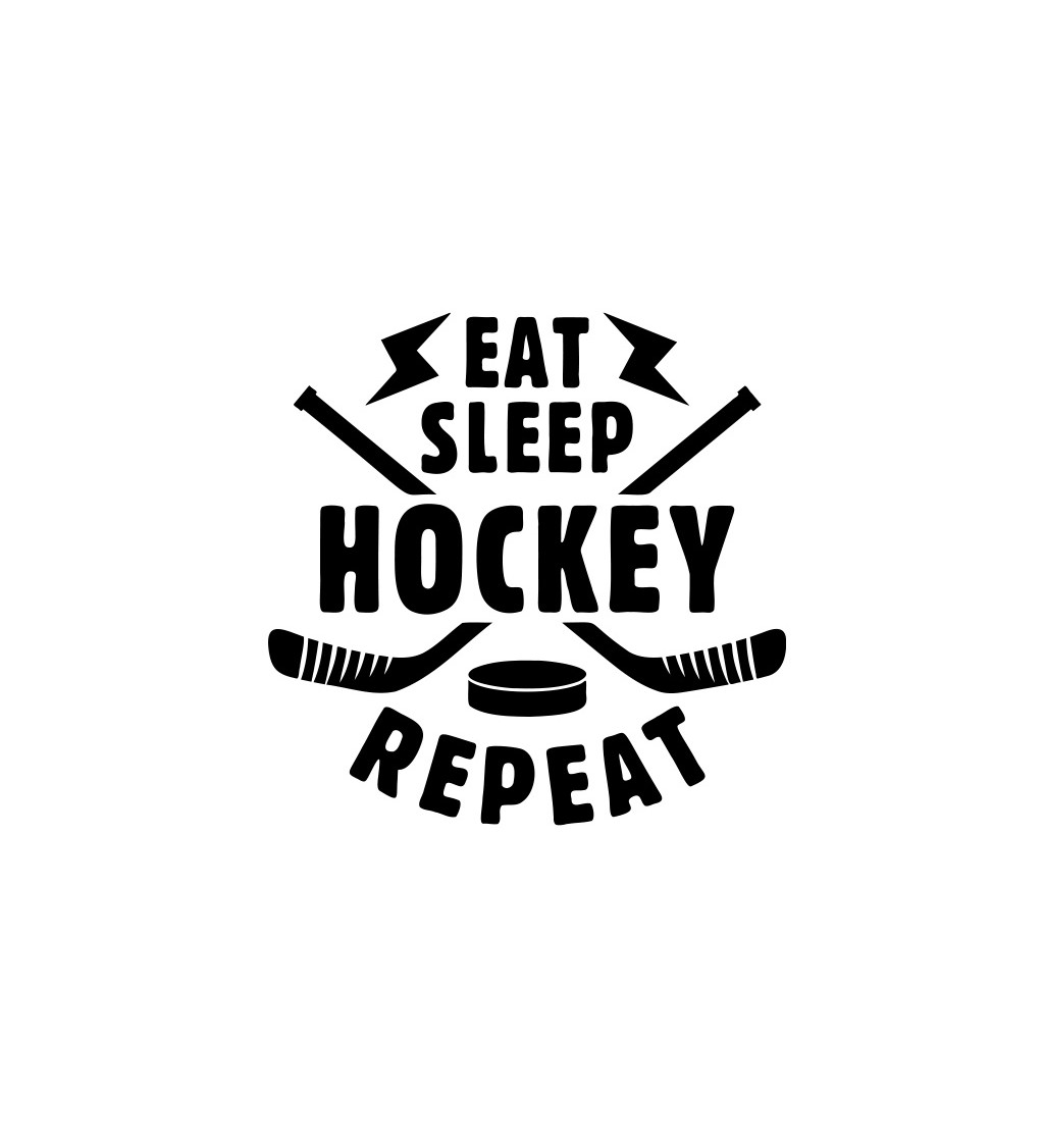 Bílé dámské tričko – Eat sleep hockey repeat