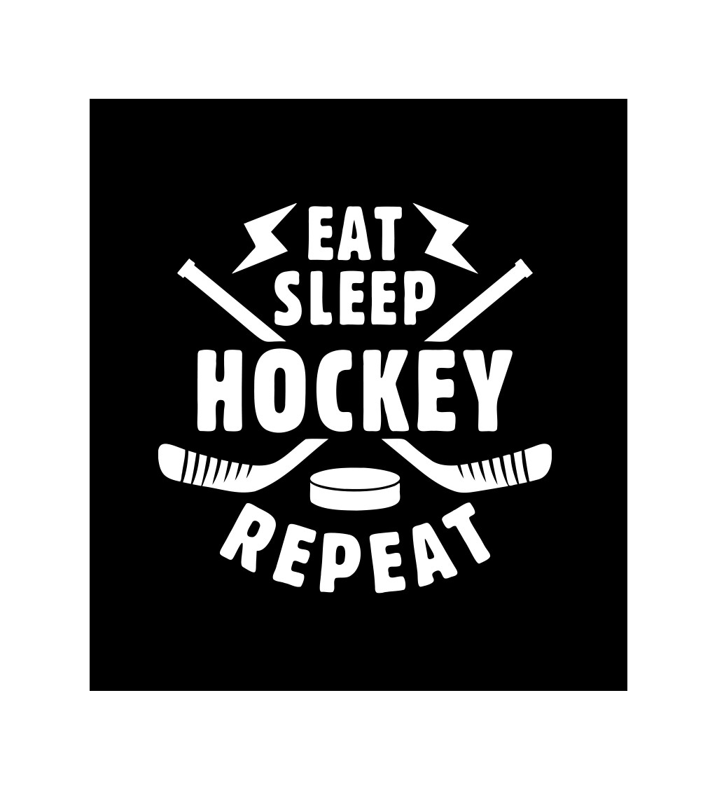 Černé pánské tričko – Eat sleep hockey repeat