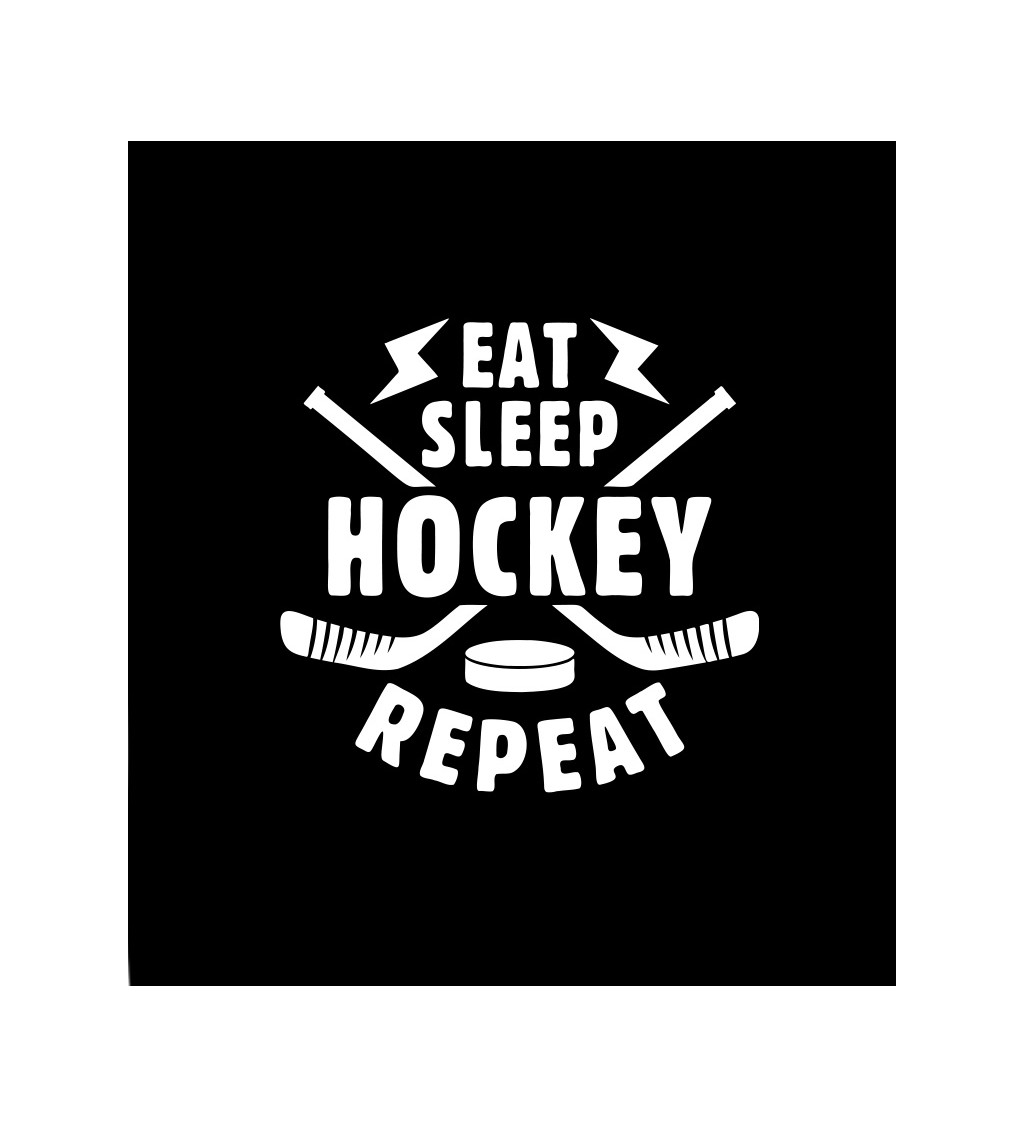 Černé dámské tričko – Eat sleep hockey repeat