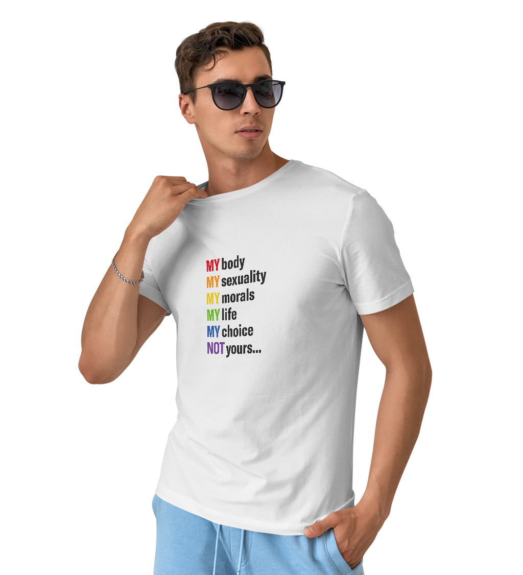 Bílé pánské tričko – My body, my sexuality