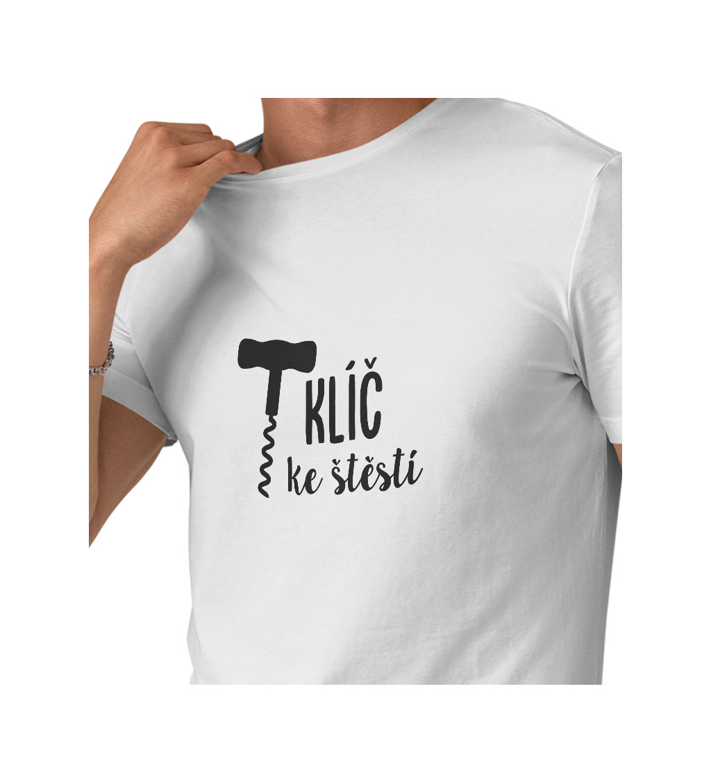 Bílé pánské tričko – Klíč ke štěstí vývrtka