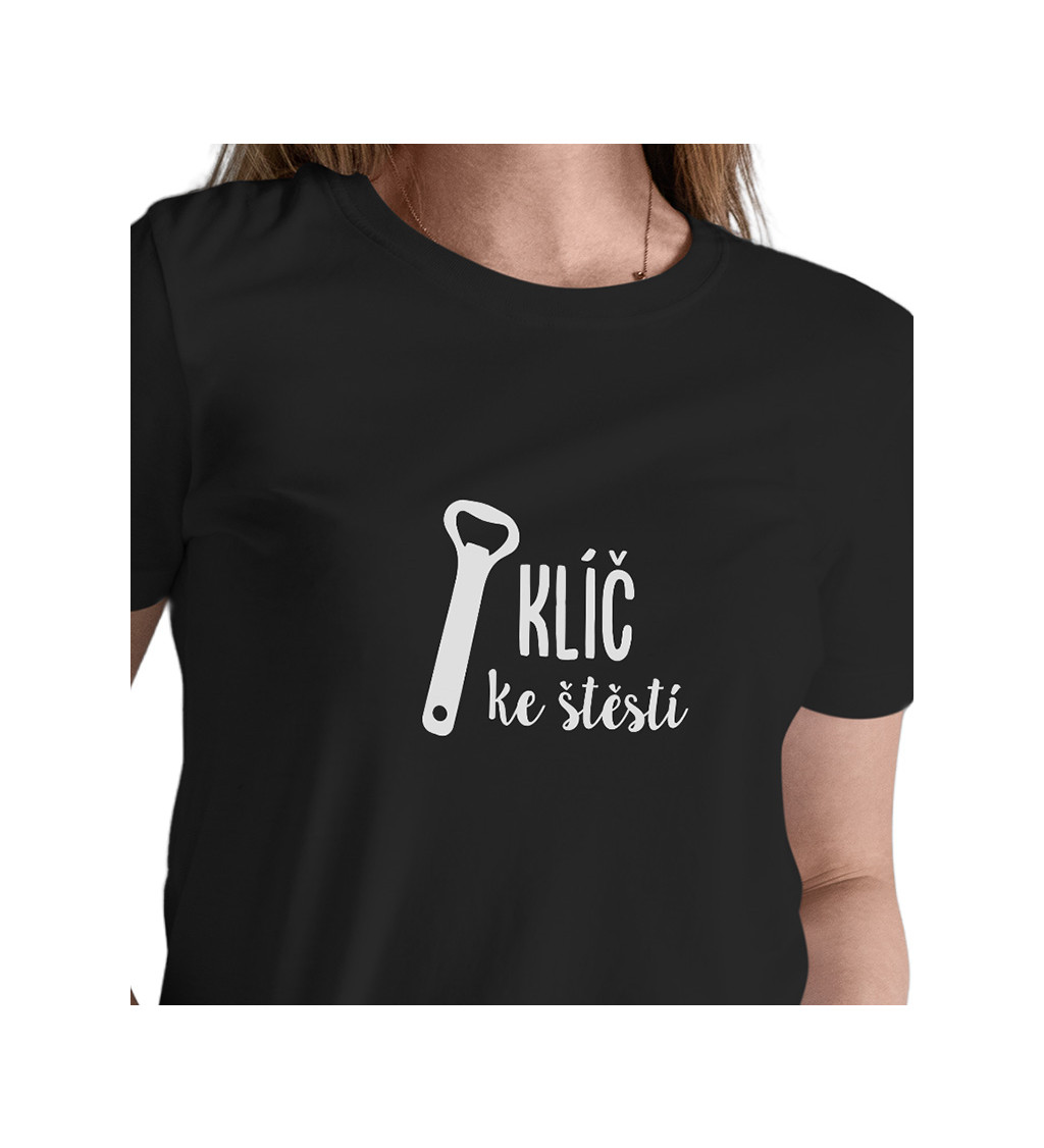Černé dámské tričko – Klíč ke štěstí otvírák