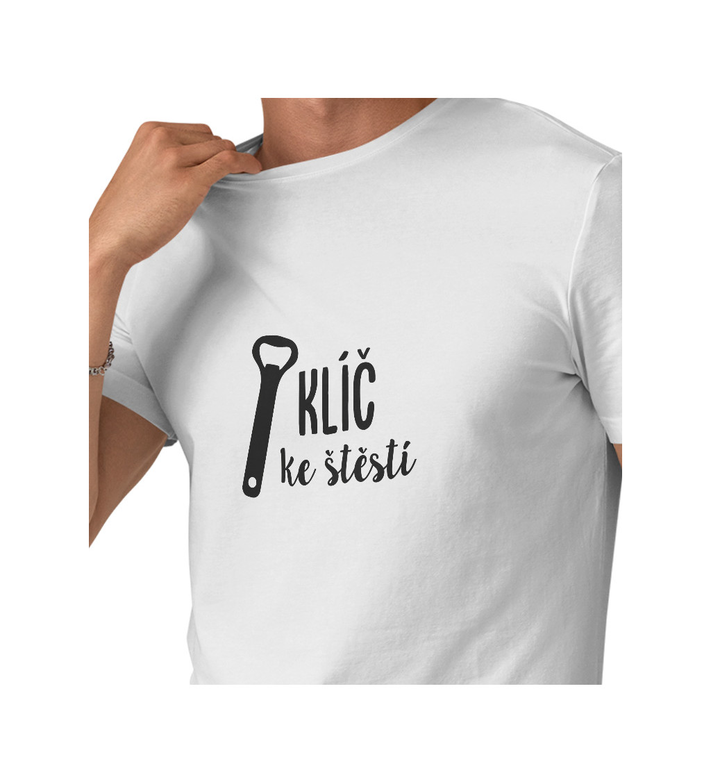 Bílé pánské tričko – Klíč ke štěstí otvírák