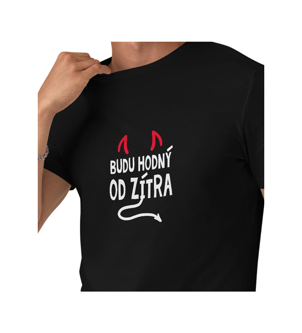 Černé pánské tričko – Budu hodný od zítra