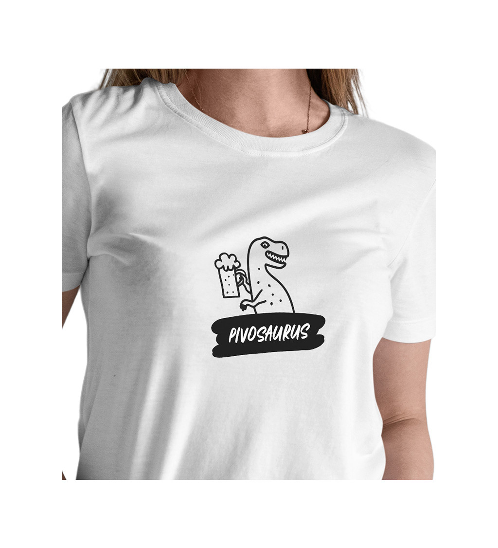 Dámské bílé tričko – Pivosaurus