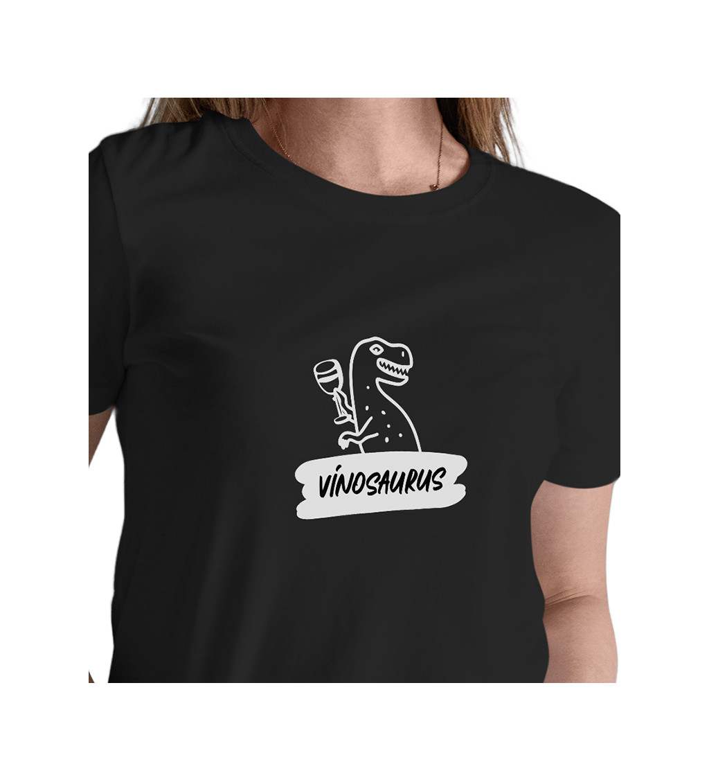 Dámské černé tričko – Vínosaurus