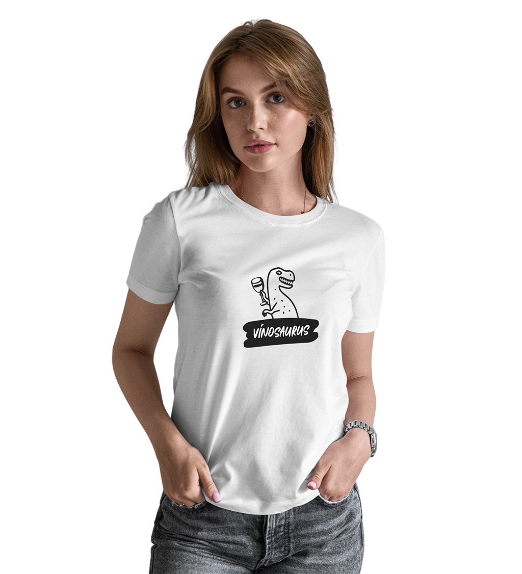Dámské bílé tričko – Vínosaurus