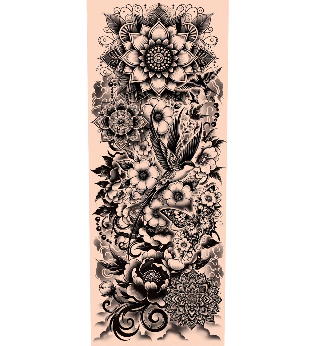 Tetování - rukáv v černobílém provedení