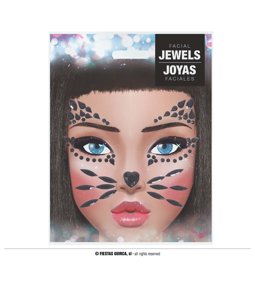 Lepící kamínky na obličej – kočka