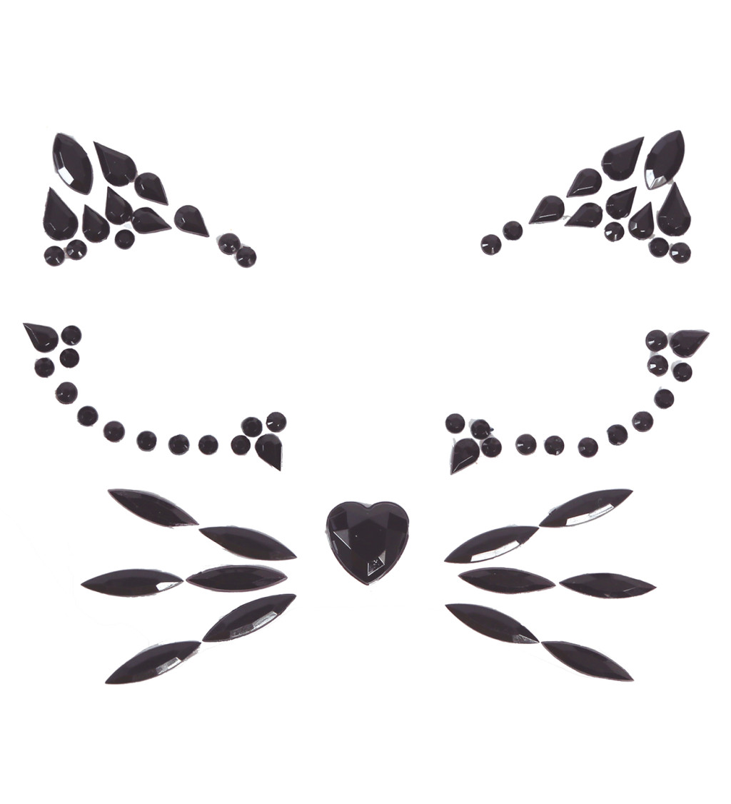 Lepící kamínky na obličej – kočka