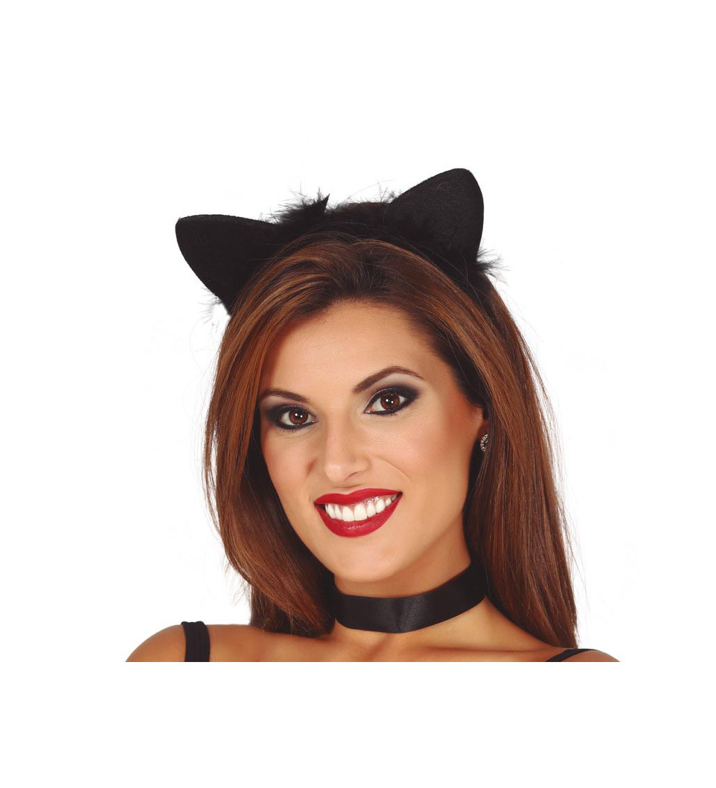 Černá kočičí čelenka