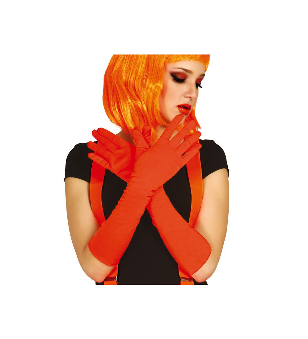 Neonově oranžové rukavice